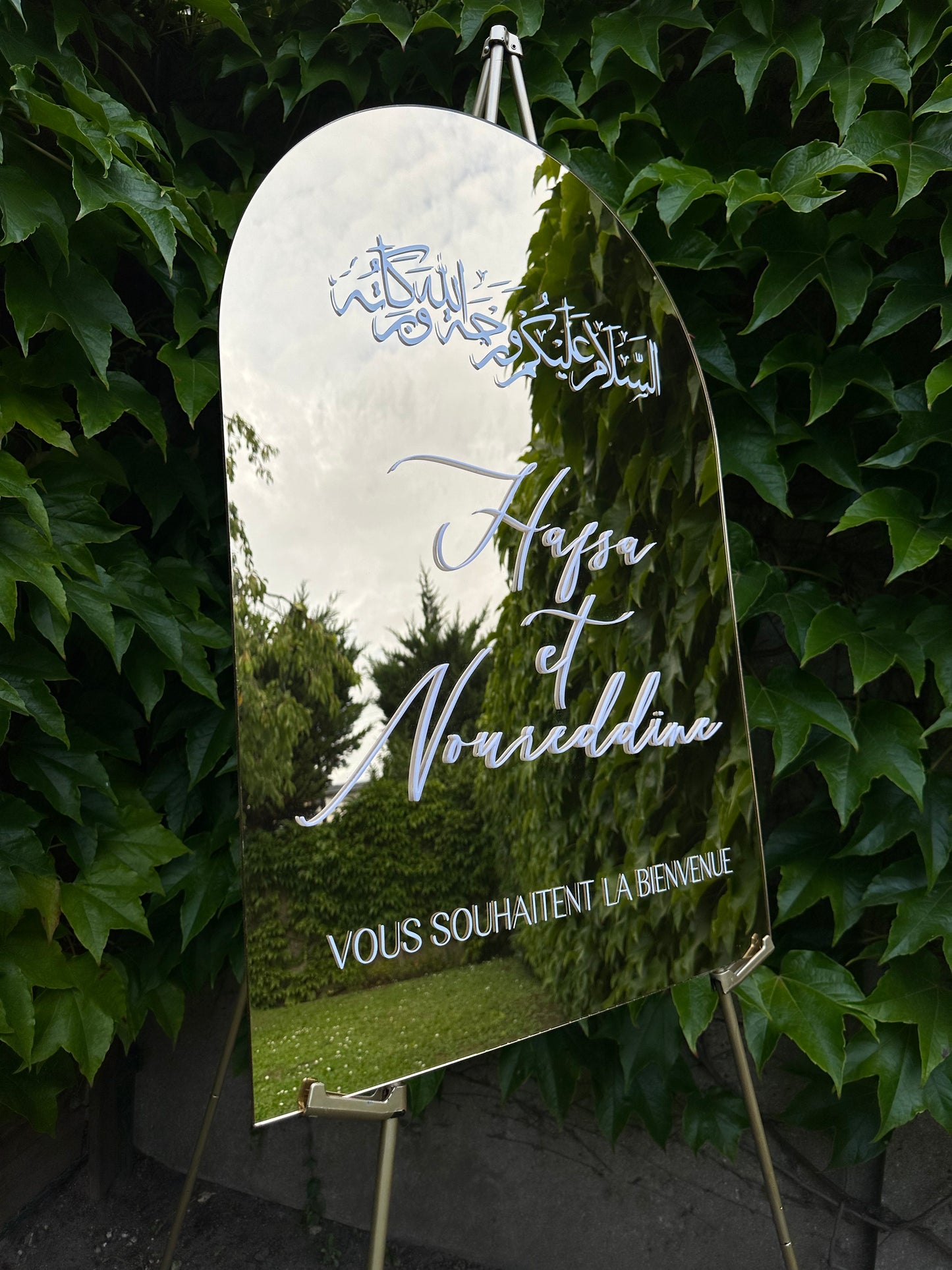 Panneau doré miroir - prénoms plexi
